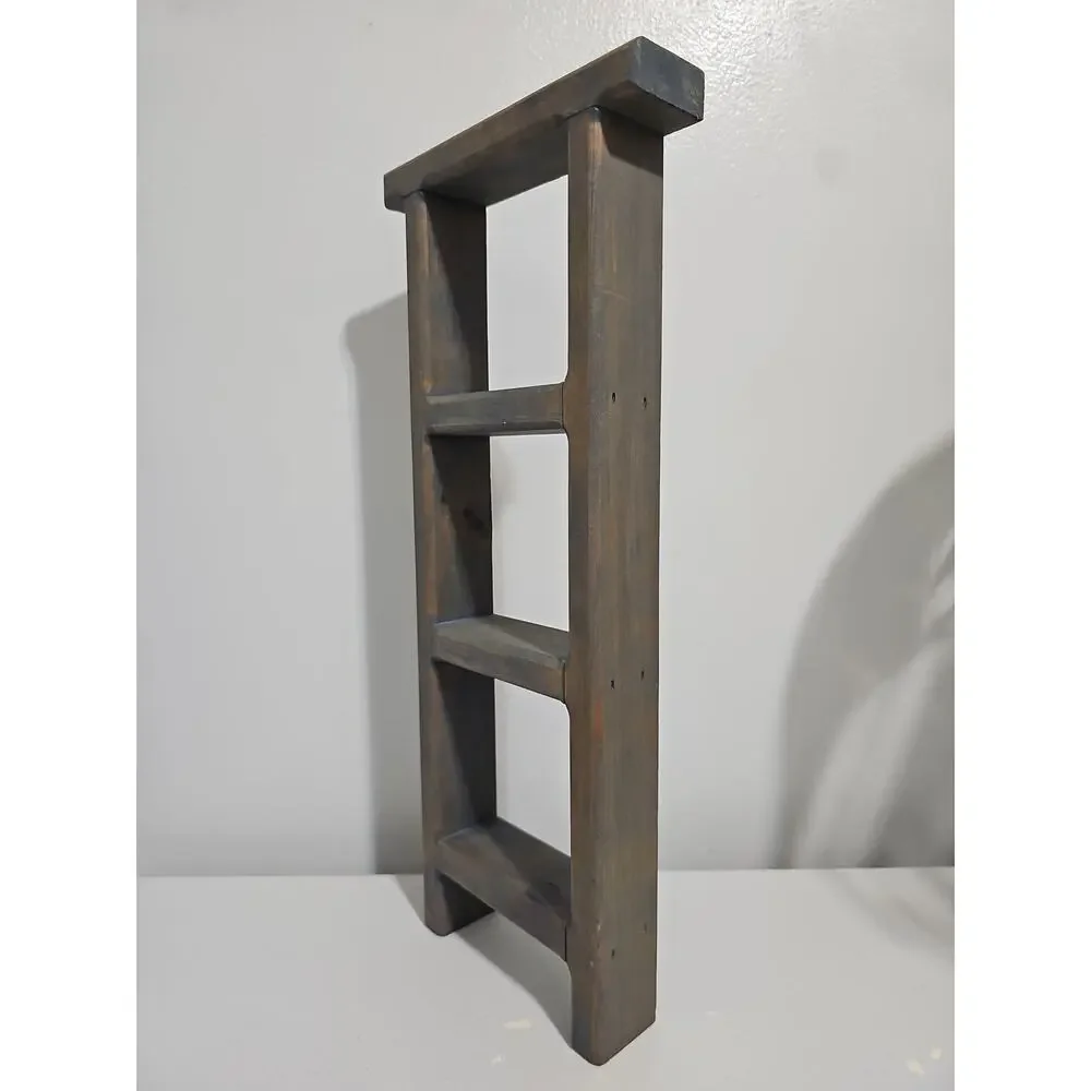 Wooden Trinket Ladder Display Shelf Farmhouse Country Cottagecore Wall Hanging